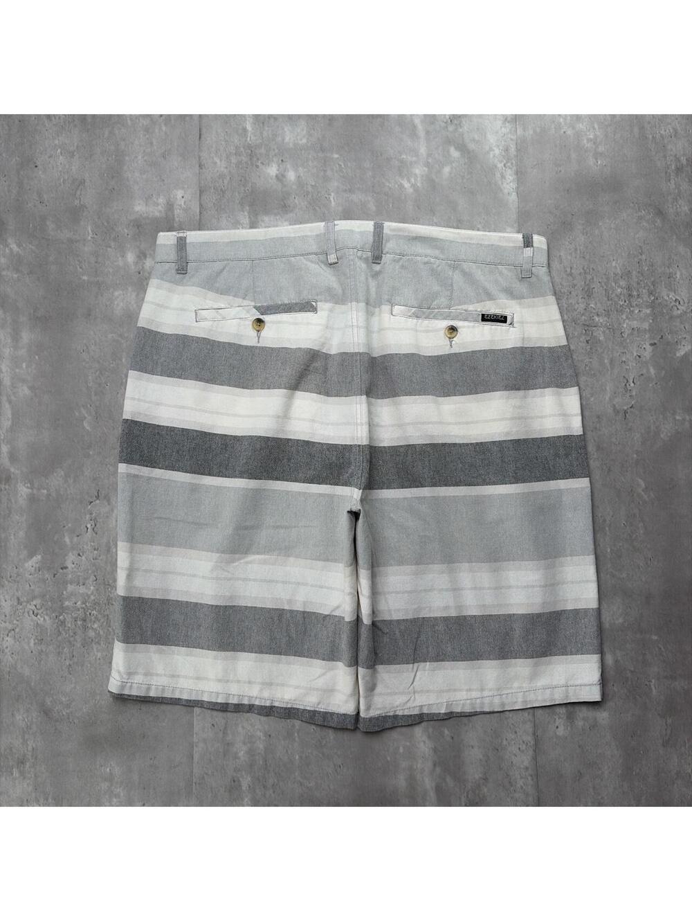 Y2K Grey Ezekiel Grunge Gothic Striped Baggy Skater Shorts